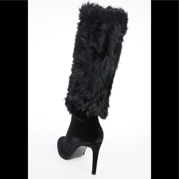 giuseppe zanotti NIB 💯fur & velvet high boots - Picture 12 of 16